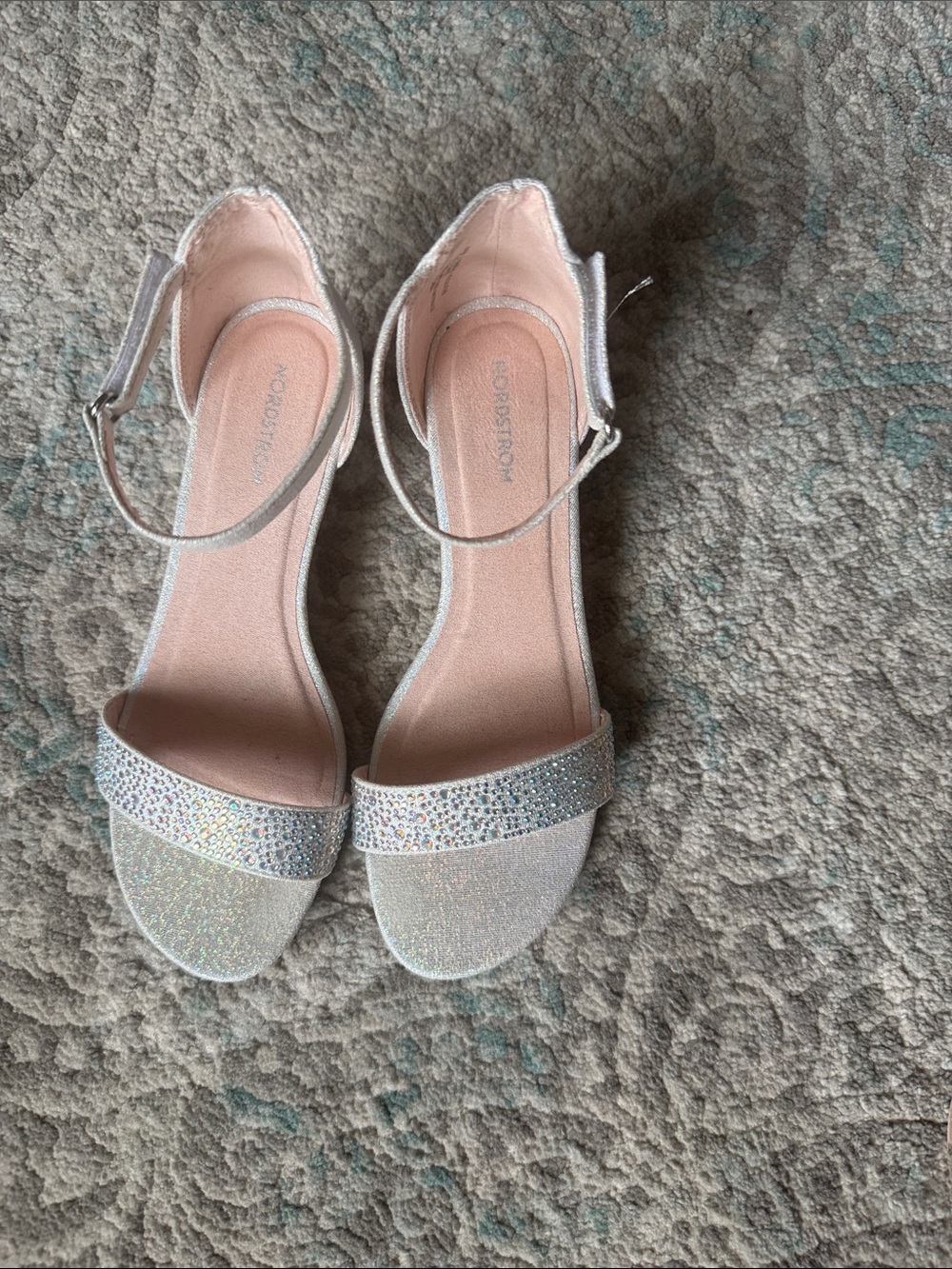 Nordstrom Iridescent Glitter Open-Toe Ankle-Strap Heels